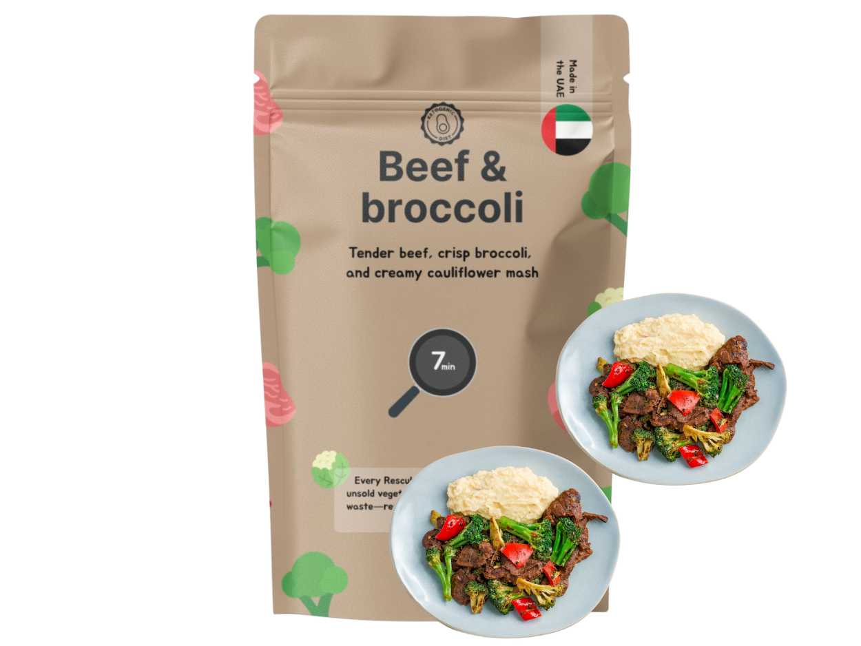 (Keto) Beef & Broccoli with cauliflower mash (XL, 2 Portions)