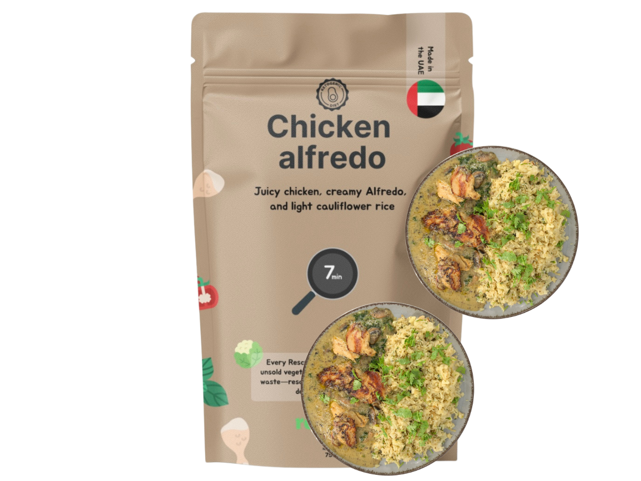 (Keto) Chicken Alfredo skillet with Cauliflower rice (XL, 2 Portions)