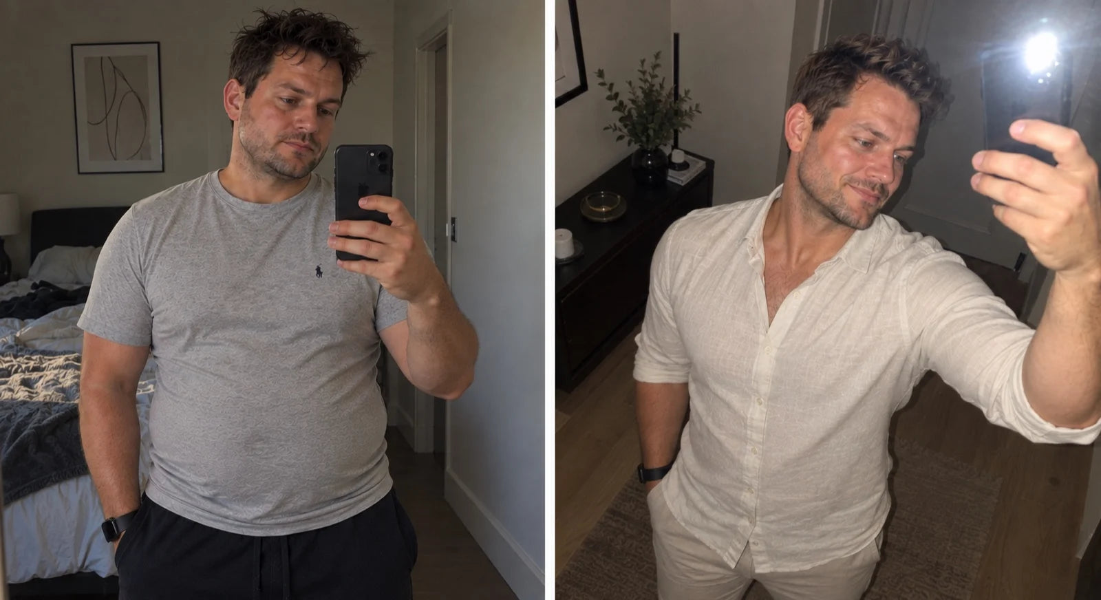 Pierre’s supplied before-and-after weight-loss journey photos