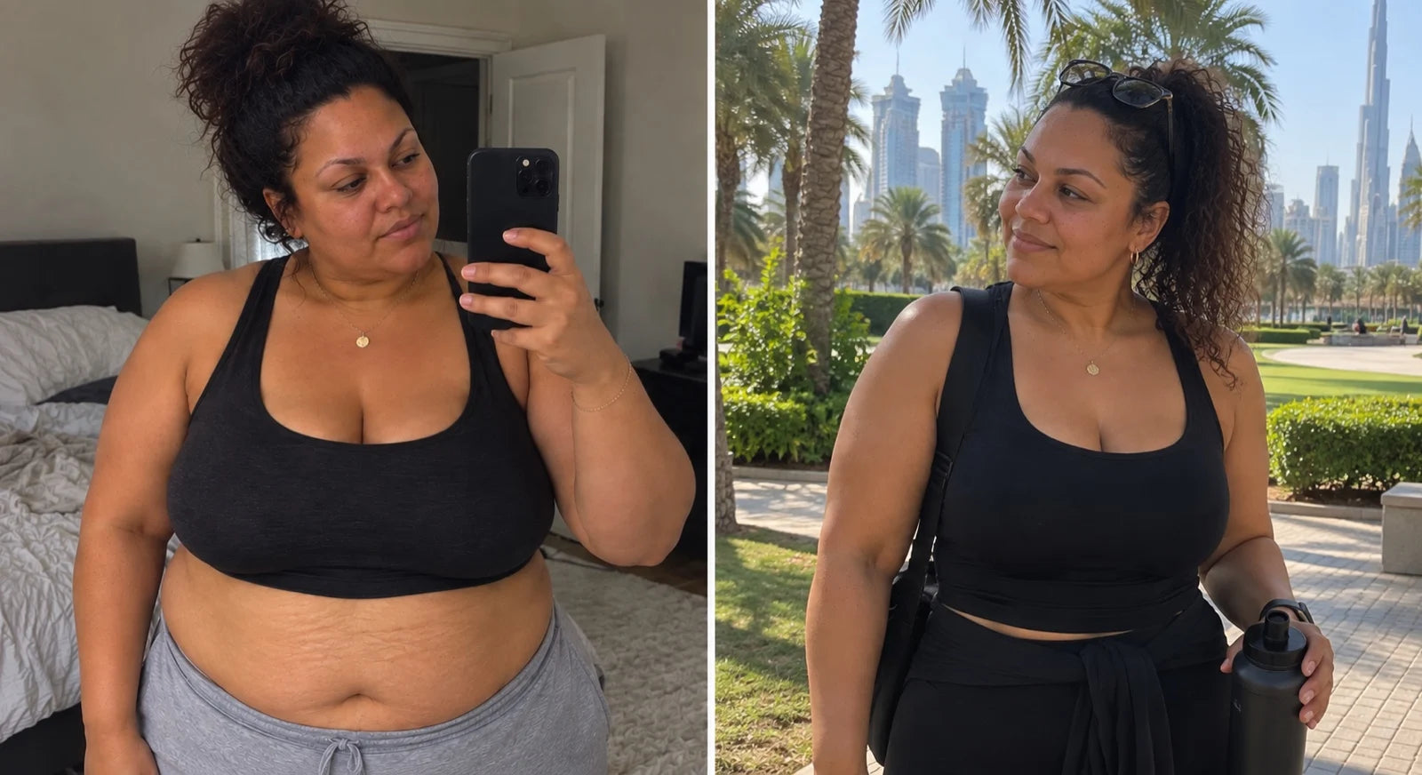 Saanvi’s supplied before-and-after weight-loss journey photos