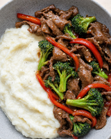 (Keto) Beef & Broccoli with cauliflower mash