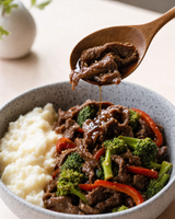 (Keto) Beef & Broccoli with cauliflower mash