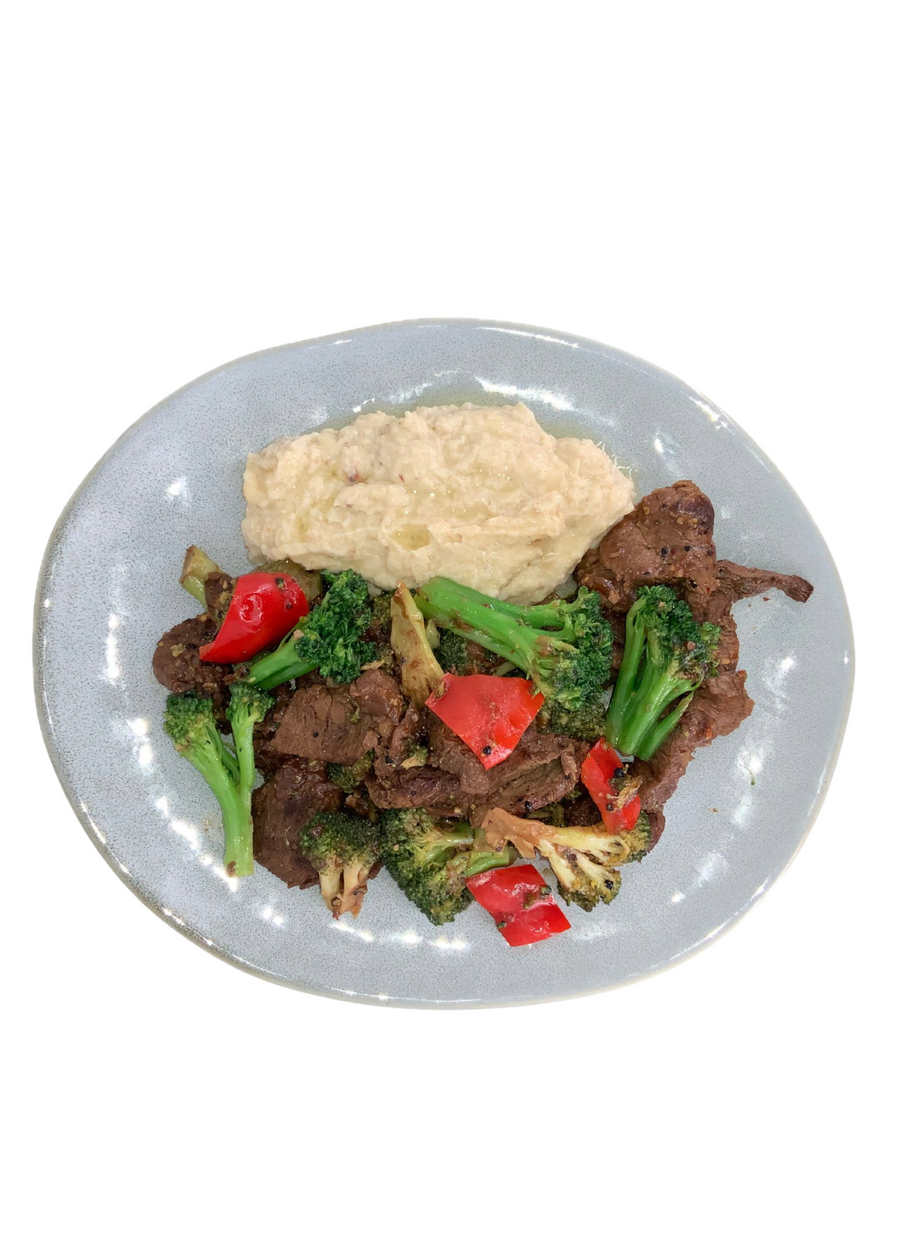 (Keto) Beef & Broccoli with cauliflower mash